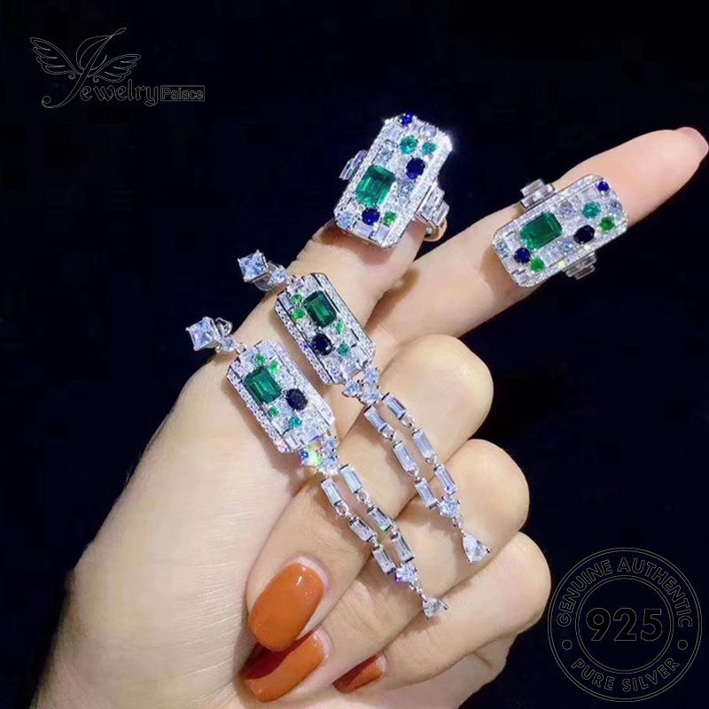 Jewelrypalace Original Kalung Temperamen Emerald Set925 Rumbai Wanita Perak S180