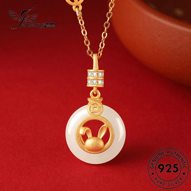 Jewelrypalace Set Giok Kancing925 Wanita Kalung Safety Perak Asli S207