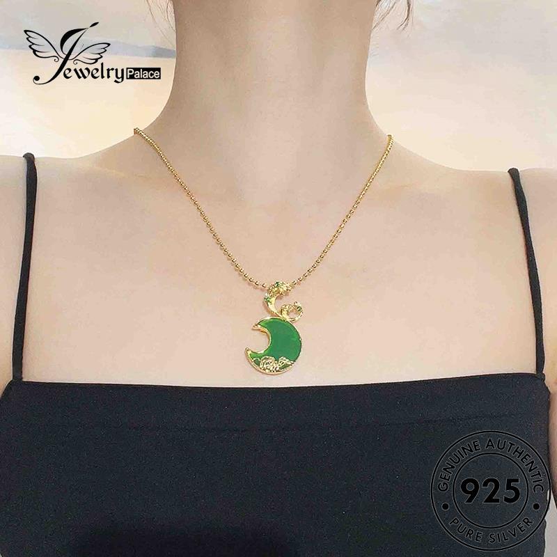 Jewelrypalace Set Asli Emerald Fashion925 Wanita Bulan Kalung Perak S229