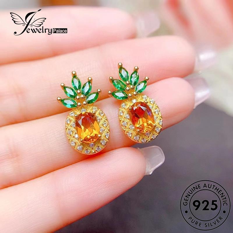 Jewelrypalace Kreatif Asli Nanas Set925 Perak Kalung Citrine Wanita S215