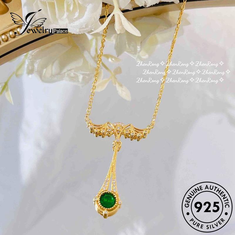 Jewelrypalace925 Kalung Fashion Emerald Wanita Sayap Set Asli Angel Silver S264