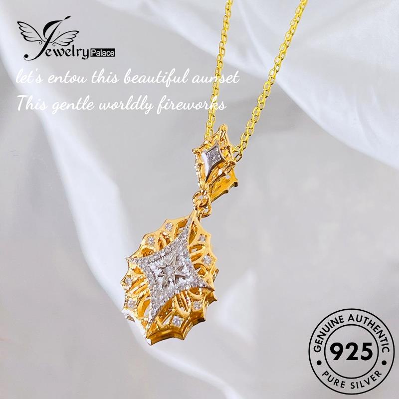 Jewelrypalace Emerald Vintage Emas Wanita Asli Kalung Perak925 Set S278