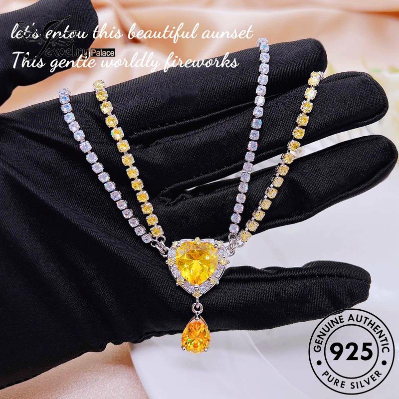 Jewelrypalace Asimetri Kalung Wanita925 Set Citrine Asli Manis Perak S284