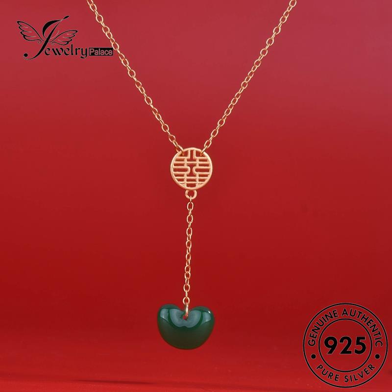 Tempat Perhiasan925 Set Perak Wanita Emerald Asli Kalung Simple S309