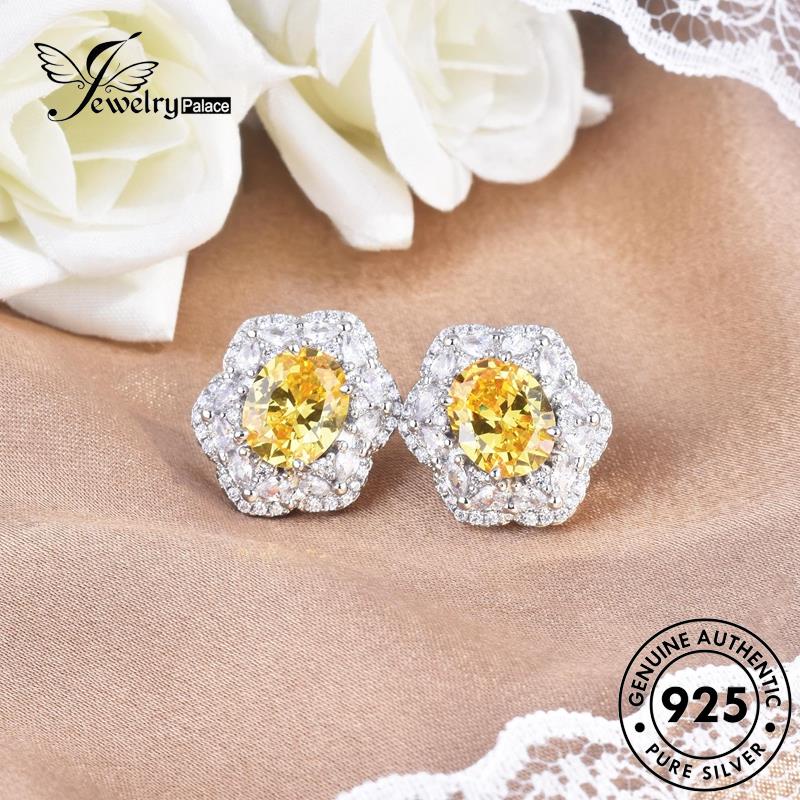 Jewelrypalace Kalung Citrine Mewah Wanita Asli925 Set Perak S330