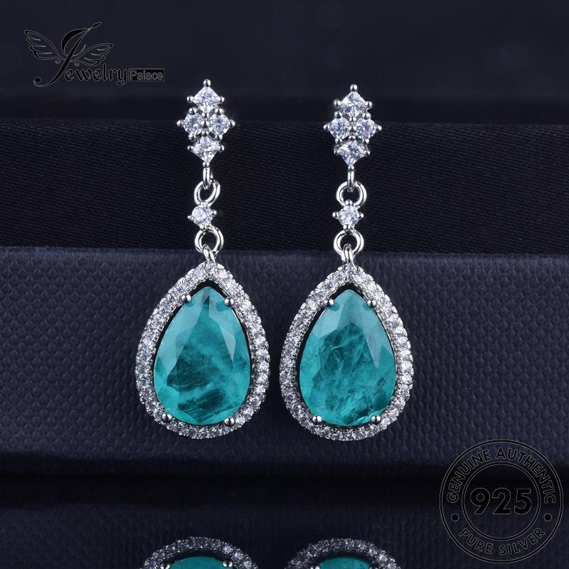 Jewelrypalace 925air Wanita Asli Set Kalung Droplet Perak Aquamarine Temperamen S336