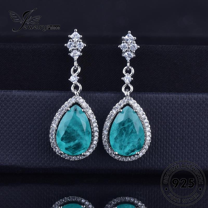 Jewelrypalace 925air Wanita Asli Set Kalung Droplet Perak Aquamarine Temperamen S336