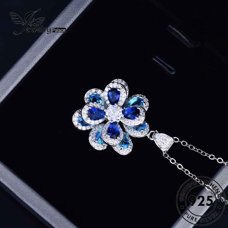 Jewelrypalace Camellia Perak Temperamen Set Kalung Asli Wanita925 Safir S372