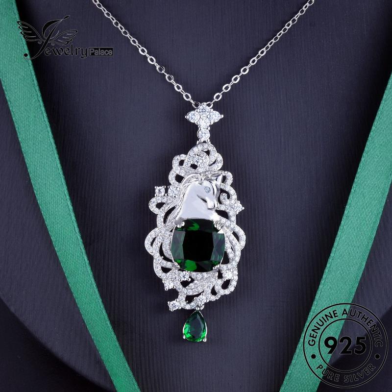 Jewelrypalace Kalung Kepala Kuda925 Set Perak Asli Wanita Emerald S454