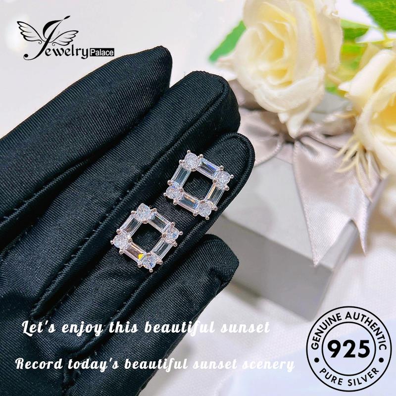 Jewelrypalace Kalung Square Silver Berlian Moissanite Asli Wanita Set Rumbai925 S538