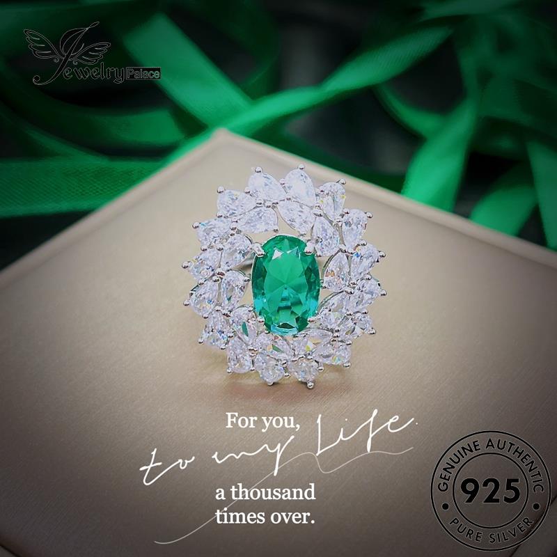 Tempat Perhiasan Wanita Bulat925 Kalung Perak Set Asli Emerald S553