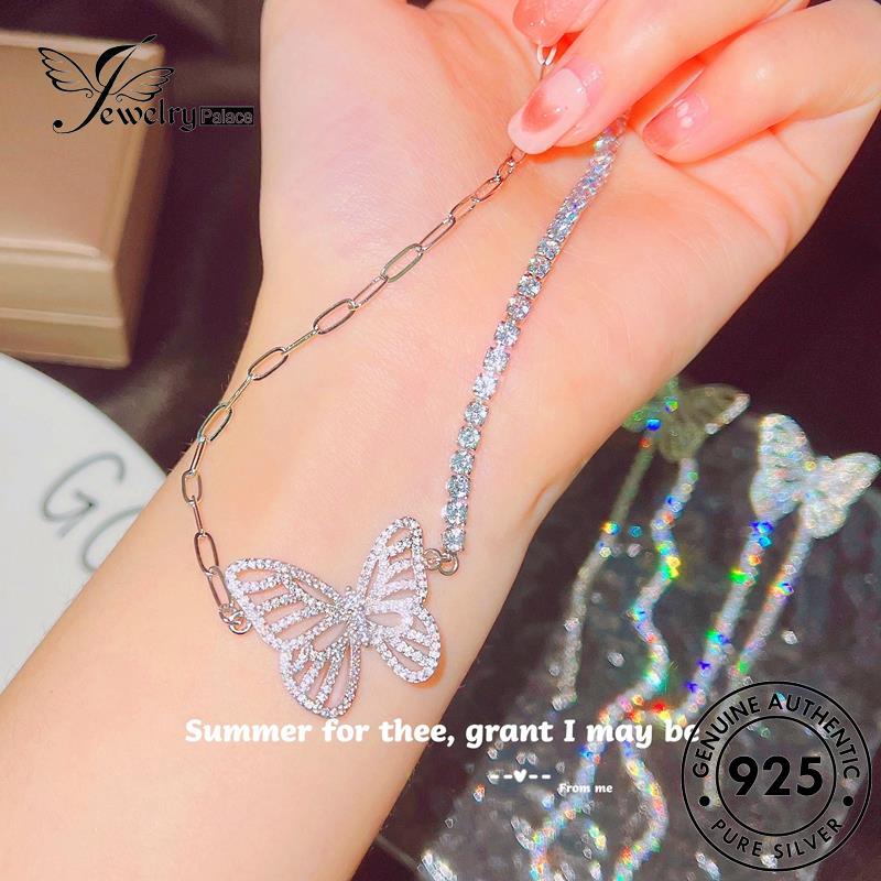 Jewelrypalace Berlian925 Perak Set Asli Kupu-Kupu Wanita Kalung Moissanite S556