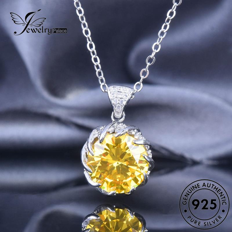 Jewelrypalace925 Set Wanita Kalung Perak Asli Citrine Cerah S561