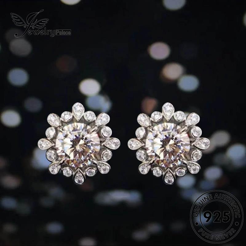 Jewelrypalace 925kalung Perak Matahari Asli Moissanite Berlian Bunga Set Wanita S573