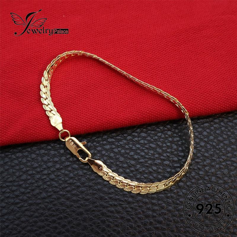 Tempat Perhiasan Wanita925 Gelang Sideways Perak Asli Gold Simple B401