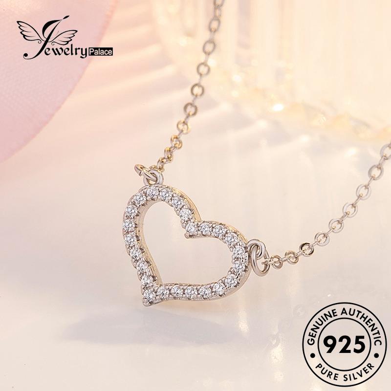 Jewelrypalace Perak Fashion925 Asli Kalung Love Moissanite Berlian Wanita N909