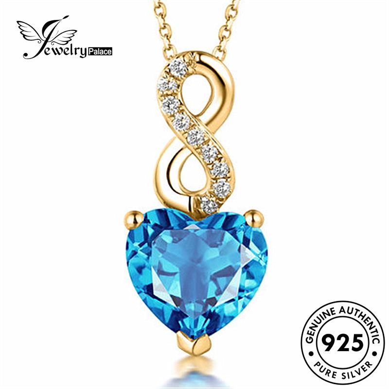 Jewelrypalace925 Kalung Wanita Asli Fashion Safir Perak N584