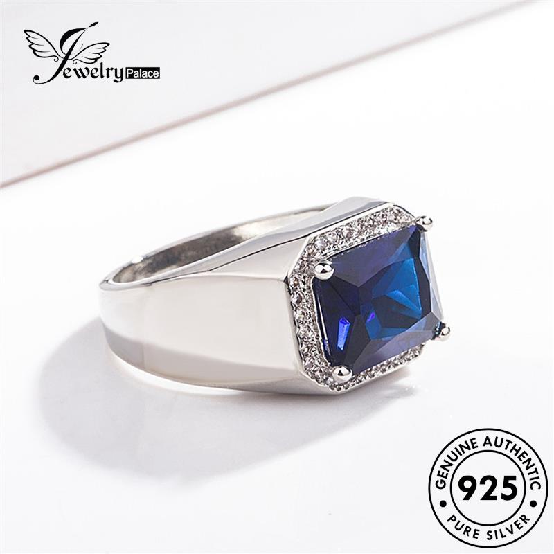 Jewelrypalace Square Domineering Cincin Perak Asli925 Safir Pria R8