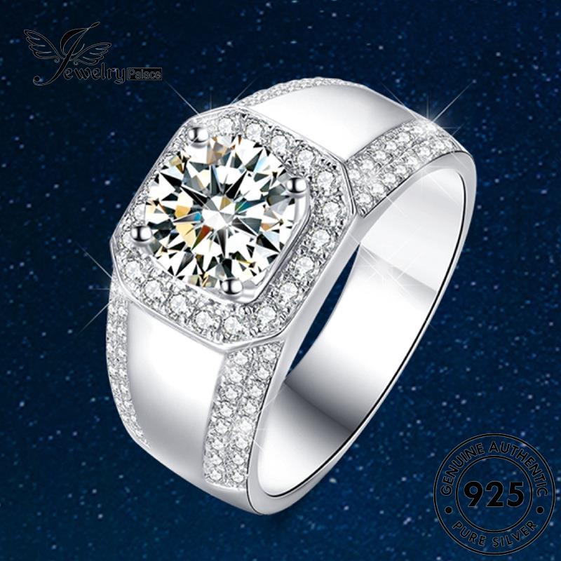 Tempat Perhiasan925 Perak Berlian Pria Moissanite Mendominasi Cincin Asli R113