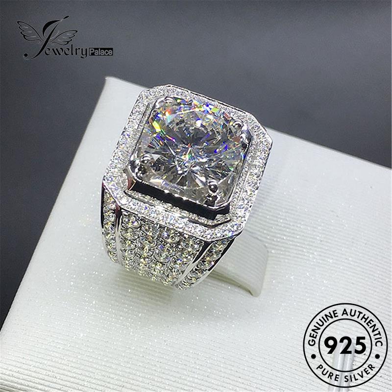 Perhiasantempat Cincin Asli925 Moissanite Pria Berlian Mendominasi Perak R390