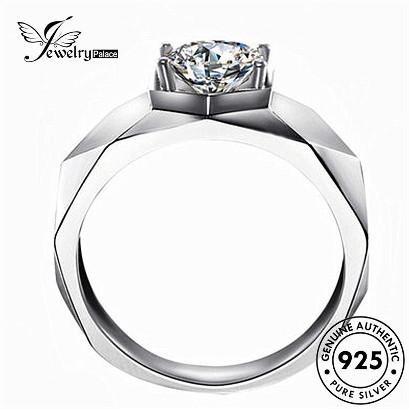 Jewelrypalace Cincin Berlian Klasik925 Asli Moissanite Perak Pria R328