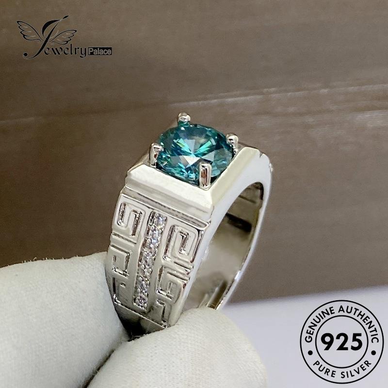 Perhiasantempat Cincin Mendominasi Perak Asli925Kotak Aquamarine Wanita R527