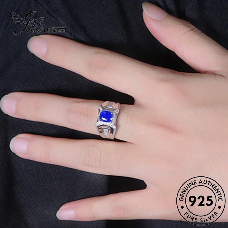 Perhiasantempat Cincin Safir Domineering Perak Pria Asli Oval925 R532