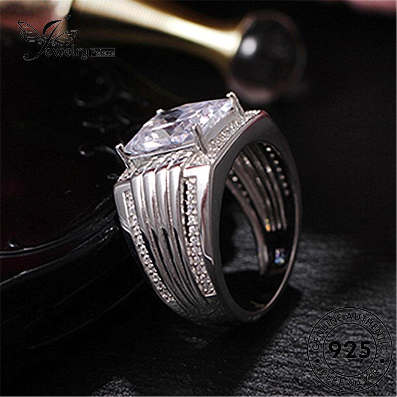 Tempat Perhiasan925 Berlian Perak Asli Cincin Moissanite Pria Mewah R634