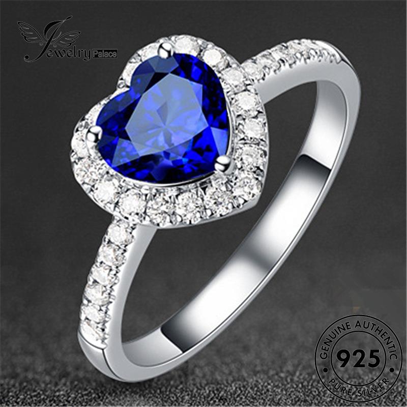 Jewelrypalace Asli Safir Perak Kreatif925 Cincin Love Wanita R779