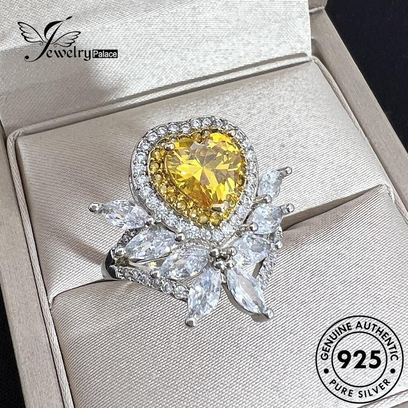 Tempat Perhiasan925 Cincin Love Wanita Citrine Perak Asli Mewah R823