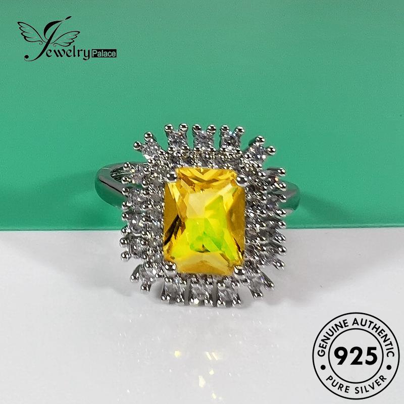 Jewelrypalace Cincin Wanita Perak Persegi925 Citrine Mewah Asli R860