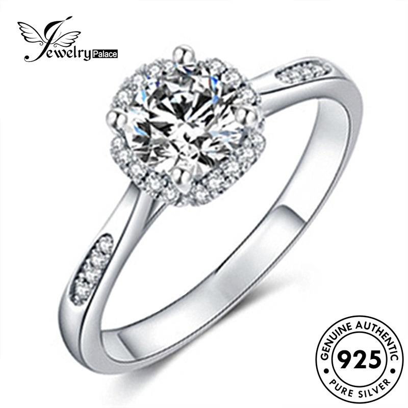 Jewelrypalace Lingkaran Cincin Wanita Perak Berlian Asli Moissanite Simple Emas925 R600