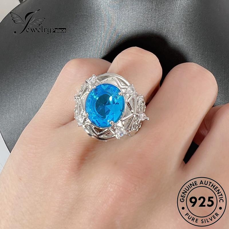 Tempat Perhiasan Wanita Cincin Perak925 Asli Emerald Bulat Mewah R877