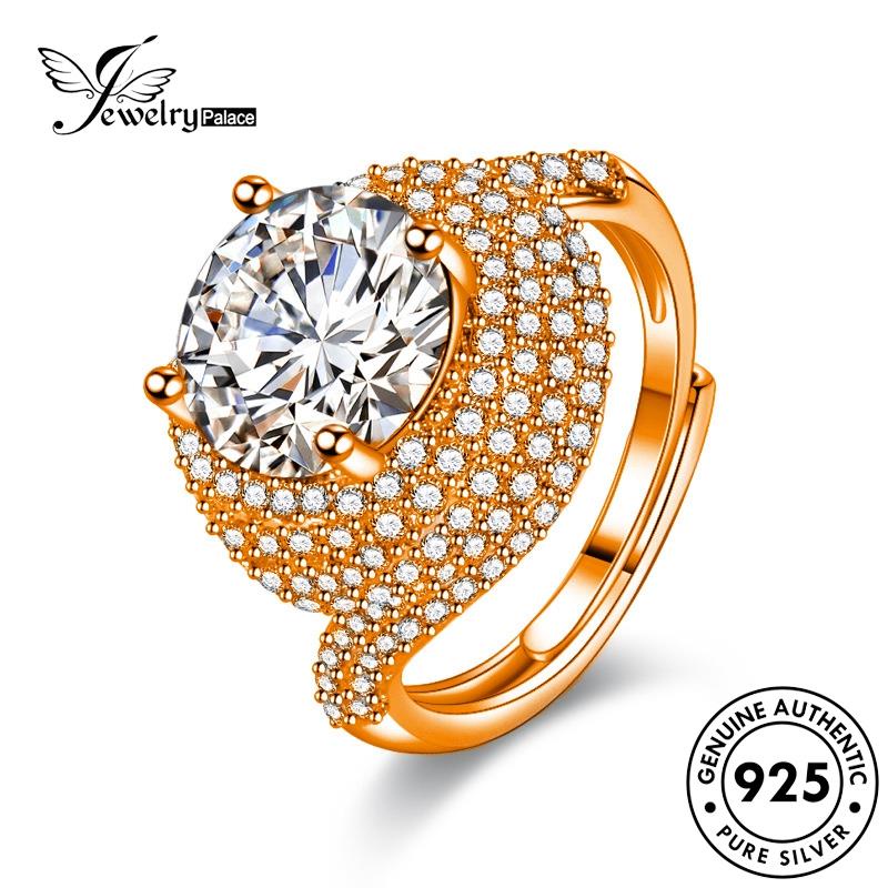 Jewelrypalace Asli Berlian Moissanite Serpentine Cincin Perak Gold Mewah Wanita925 R922