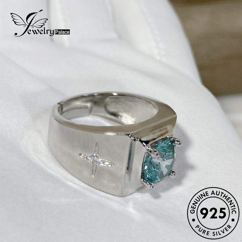 Jewelrypalace Aquamarine Perak925 Wanita Cross Kepribadian Cincin Asli R1005