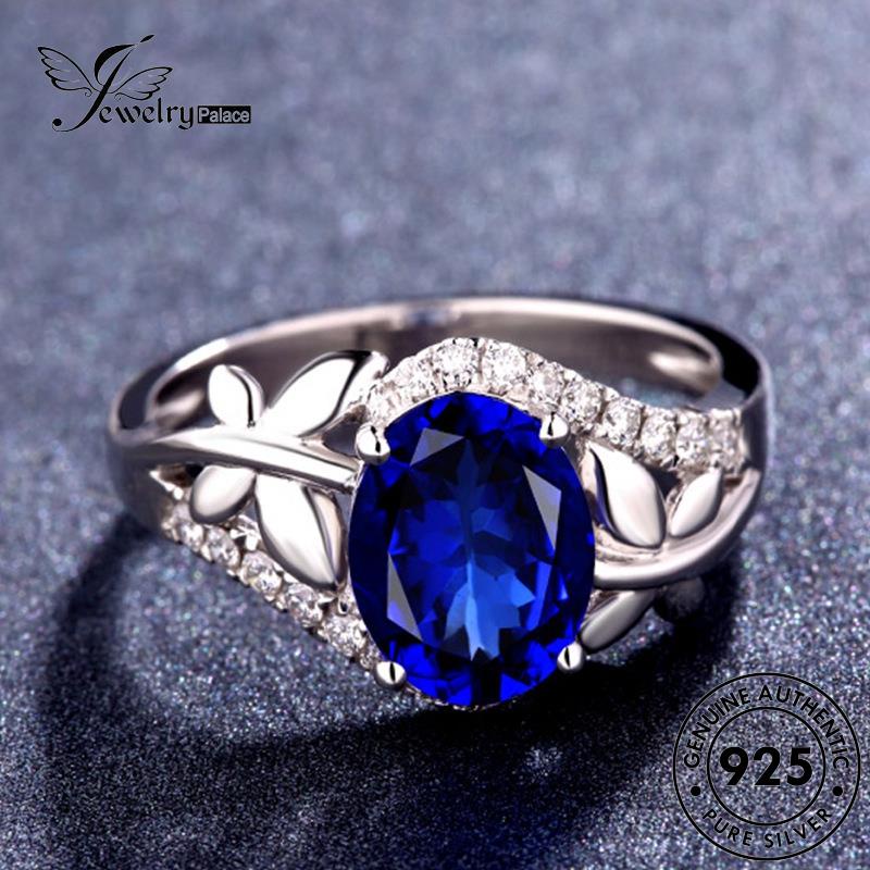 Jewelrypalace Cincin Safir Asli925 Wanita Oval Perak Halus R1056