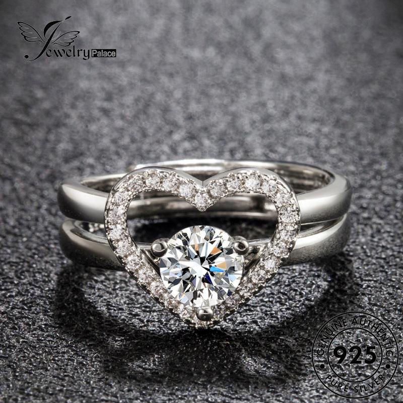 Jewelrypalace Berlian Moissanite Perak Couple Rings Kepribadian925 Emas Cinta Asli R1062