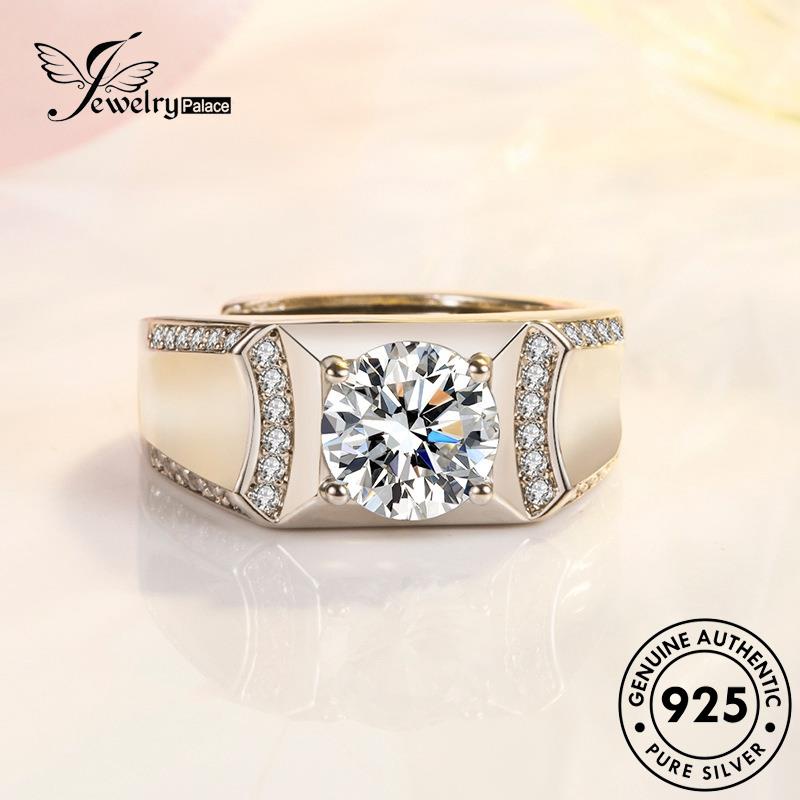 Jewelrypalace Asli Klasik Moissanite 925cincin Berlian Perak Pria R1116