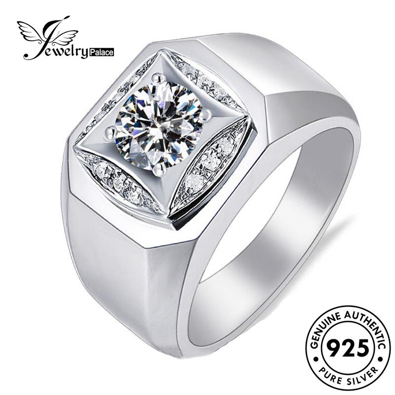 Perhiasantempat Mendominasi925Asli Cincin Moissanite Pria Berlian Perak R1120