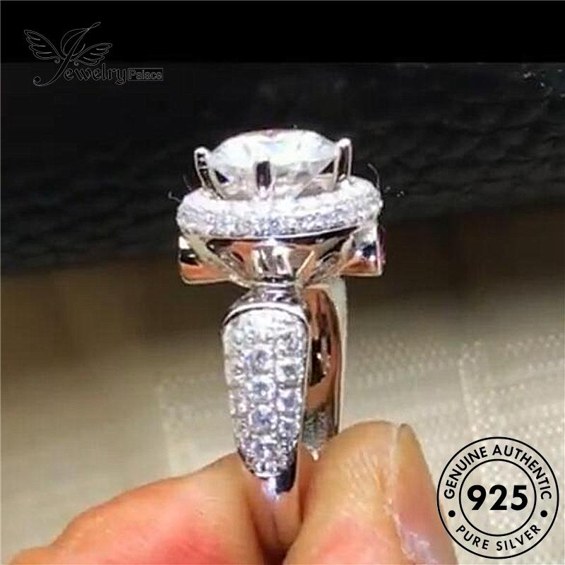 Jewelrypalace925 Fashion Moissanite Berlian Asli Wanita Cincin Perak R1140