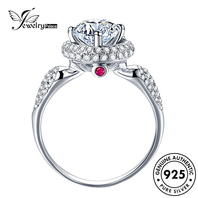 Jewelrypalace925 Fashion Moissanite Berlian Asli Wanita Cincin Perak R1140