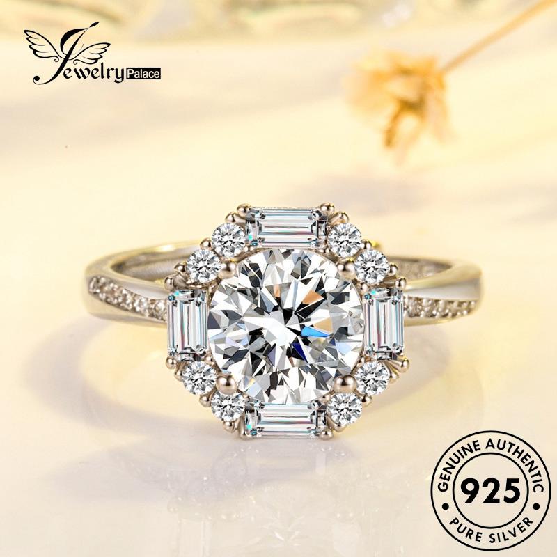 Jewelrypalace Perak Asli Moissanite925 Temperamen Cincin Wanita Snowflake Berlian R1141