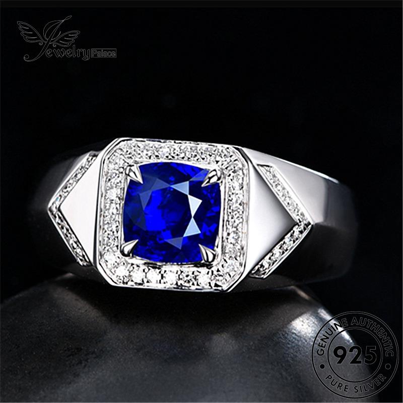 Jewelrypalace Cincin Safir Pria Persegi Perak Fashion925 Asli R1161