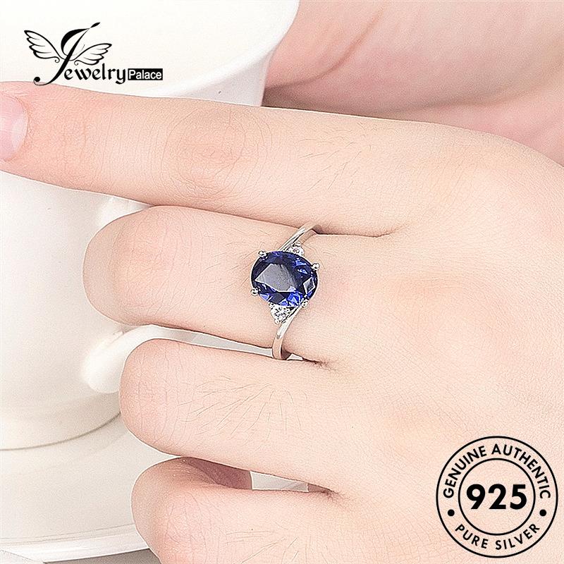 Jewelrypalace Cincin Wanita Perak Fashion Asli Sapphire Oval925 R1230