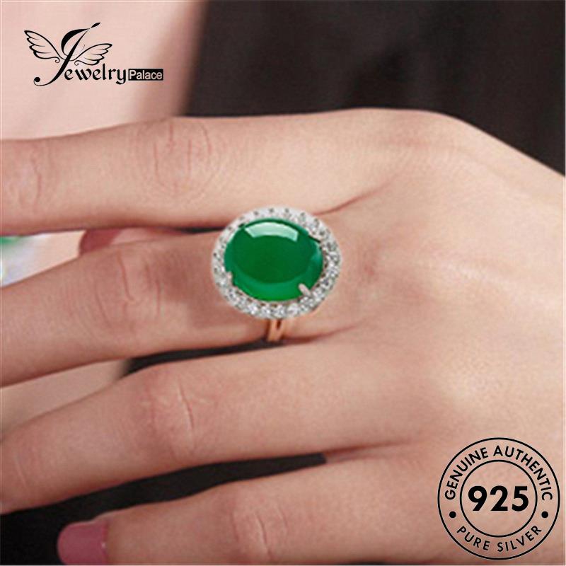 Jewelrypalace Cincin Vintage Oval Perak Asli Wanita925 Giok R1242