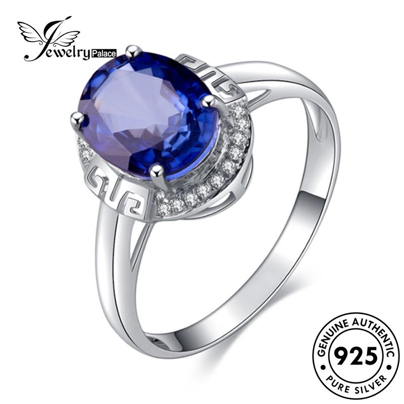 Jewelrypalace Cincin Perak925 Mewah Sapphire Oval Wanita Original R1557