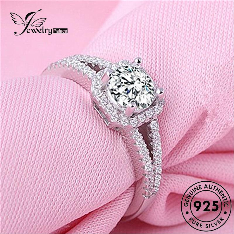 Jewelrypalace Asli Wanita Cincin Berlian925 Kotak Klasik Moissanite Perak R1656
