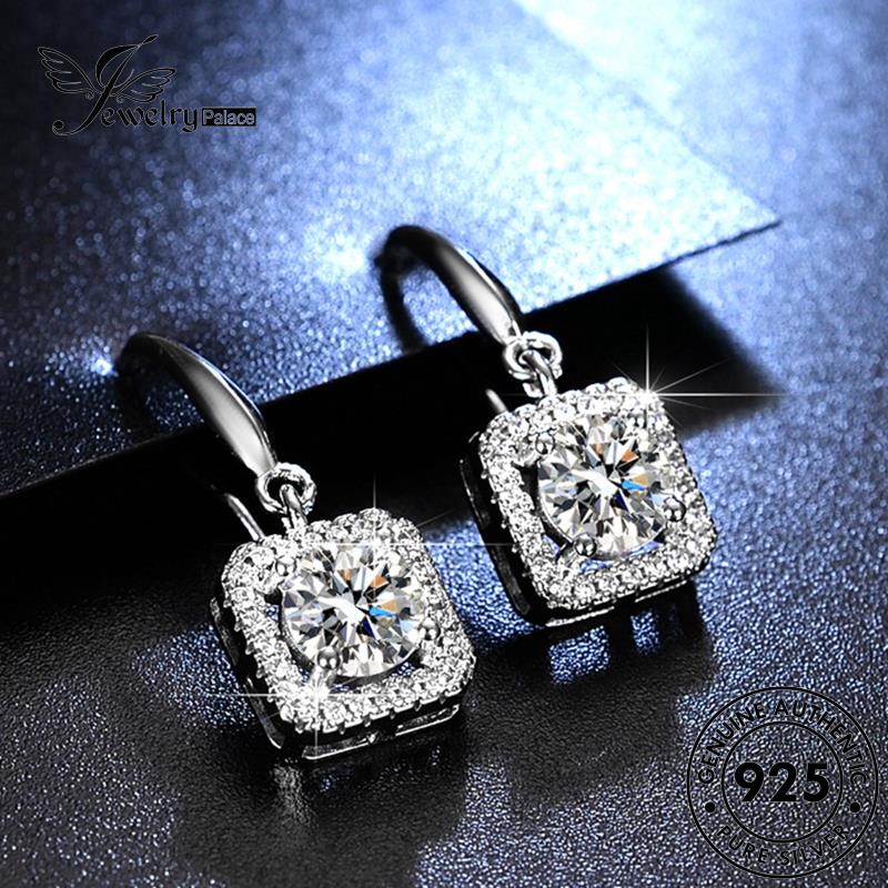 Jewelrypalace Anting Kait Berlian Asli925 Moissanite Wanita Square Silver E21