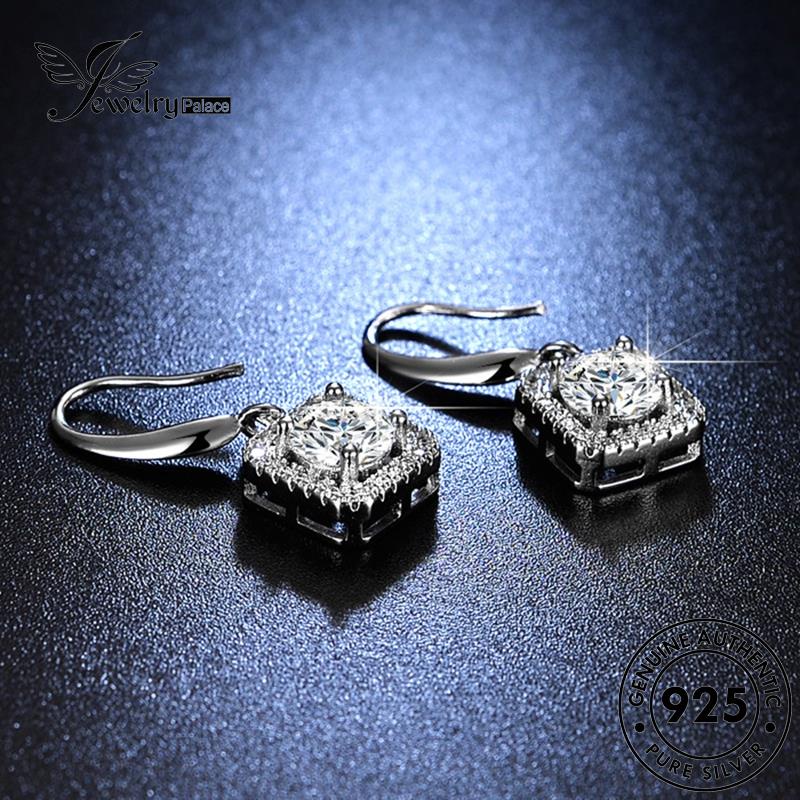 Jewelrypalace Anting Kait Berlian Asli925 Moissanite Wanita Square Silver E21