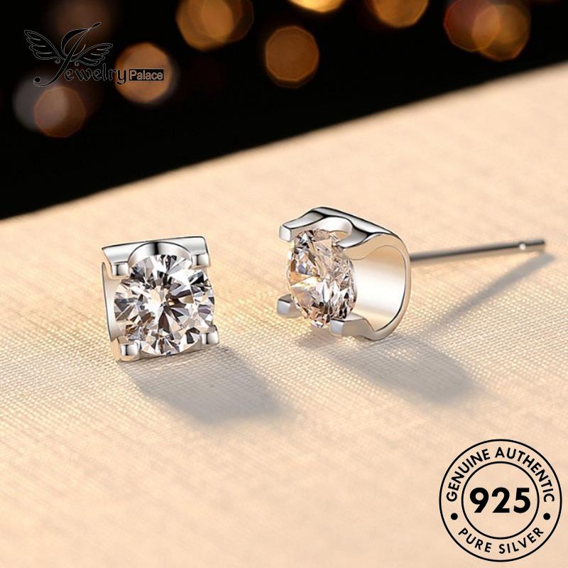 Jewelrypalace Moissanite Kepala Perak925 Cow Stud Wanita Asli Berlian Anting E25